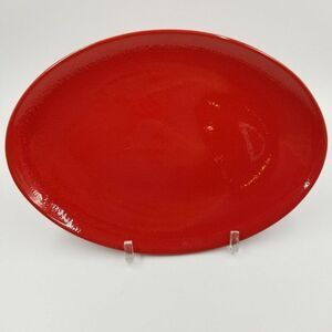 Waechtersbach Germany Stoneware Red Serving Platter Oval 10.75” x 7”